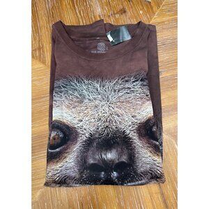 Sloth Face Graphic Brown T-Shirt XL The Mountain 100% Cotton Made In Honduras